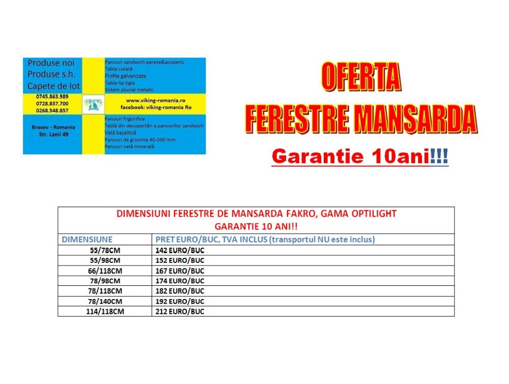 OFERTA FERESTRE DE MANSARDA